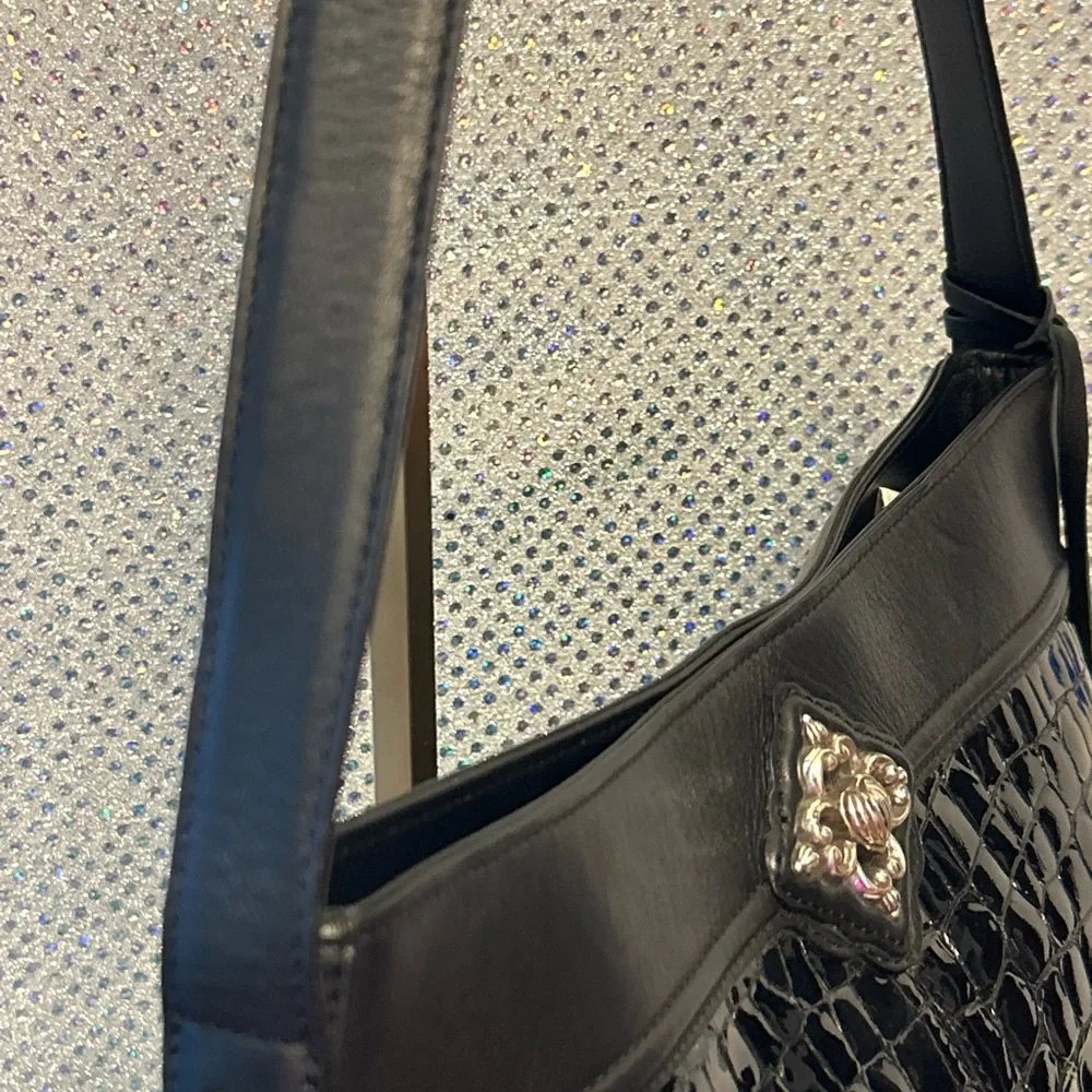 Brighton Black Croc-Embossed Tote Bag Approx. 13 x 9 x 4 - Picture 6 of 15